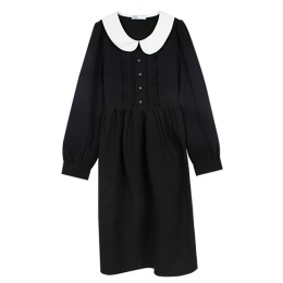 Order Long Sleeve Black Dress Doll Collar Dress Loose Fit Dress Factory SKCS03 Order Long Sleeve Black Dress Doll Collar Dress Loose Fit Dress Factory SKCS03